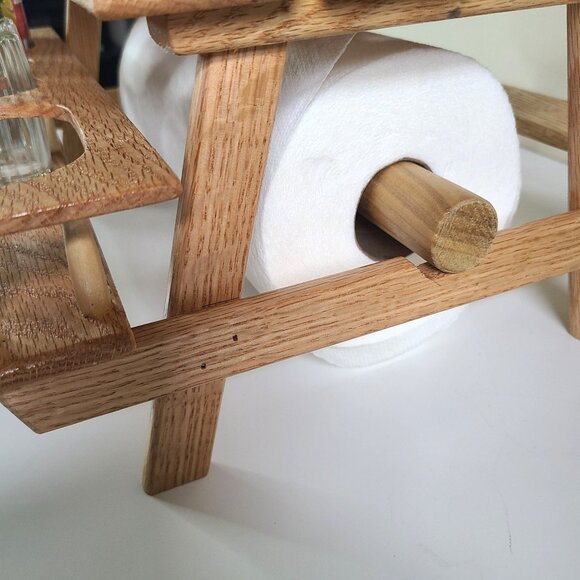 Wood Condiment Caddy Hand Made One Of A Kind W/ Paper Towel Holder - Picture 11 of 16